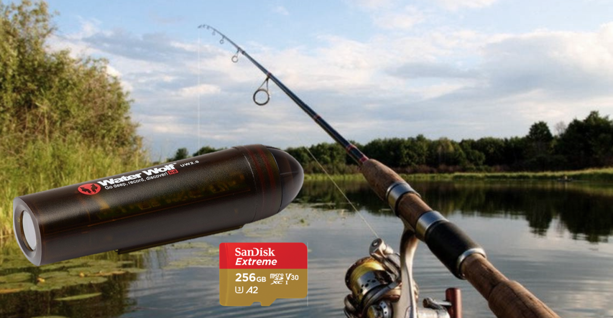 Vang meer vissen met de onderwatercamera WaterWolf 2.0 en SanDisk Extreme micro SD kaart.